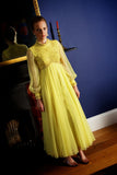 1970s Yellow Ballroom Blitz Beaded Gown Vintage Dress Authentic Vintage 