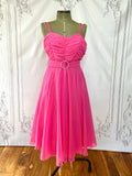 1980s Does 1950s Bubblegum Pink Cocktail Party Dress Vintage Prom Dress Authentic Vintage Bubblegum Pink Clara 