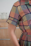**1980s Does 1950s Multicoloured Plaid Gingham Shirtwaister Dress Deadstock Vintage Dress Authentic Vintage 