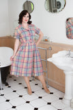 **1980s Does 1950s Multicoloured Plaid Gingham Shirtwaister Dress Deadstock Vintage Dress Authentic Vintage 