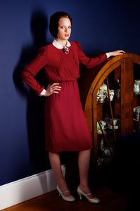 *1980s does 40s Chiffon Secretary Dress Vintage Dress Authentic Vintage Bette Magenta 
