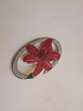 *1980s Fish & Crown Lily Fine Enamel Brooch Vintage Brooch Authentic Vintage Pink 