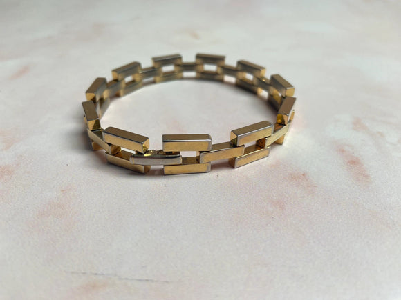 1980s Heavy Chain Link 18k Gold Plated Bracelet Stamped Vintage Bracelet Authentic Vintage 