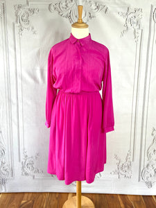 1980s Kay Brandon Shirtwaister Dress Vintage Shirtwaister Dress Authentic Vintage Fuchsia Dorothy 