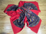 **1980s Large Red Paisley Cotton Mix Scarf Shawl Vintage Scarf Authentic Vintage 