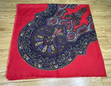 **1980s Large Red Paisley Cotton Mix Scarf Shawl Vintage Scarf Authentic Vintage One Size 