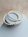 **1980s Pair Rope Twist Cream Plastic Bangles Vintage Bracelet Authentic Vintage Ivory 