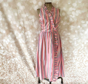 **1980s Pastel Rainbow Candy Stripe Dress Vintage Dress Authentic Vintage 