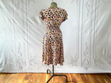 1990s does 1940s Floral Piped Tea Dress Vintage Day Dress Authentic Vintage 