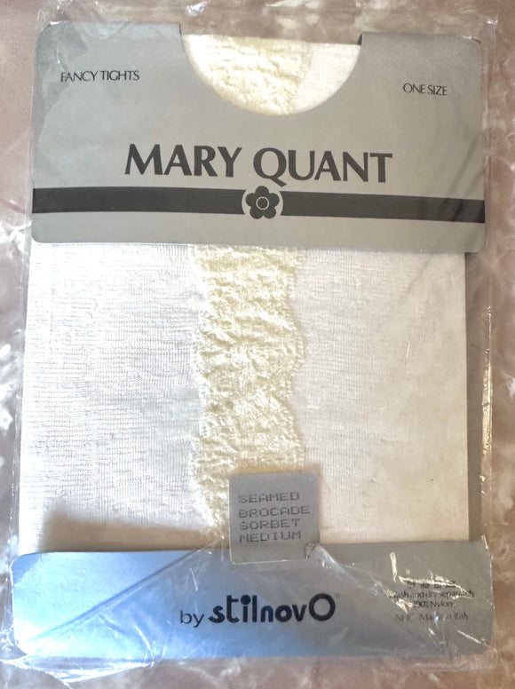**1990s Mary Quant Lace Seam Tights Vintage Hosiery Authentic Vintage Ivory One Size 