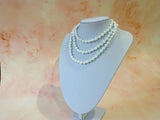 50s Does 20s Extra Long Single Strand White Milk Glass Bead Necklace Vintage Necklace Authentic Vintage White 