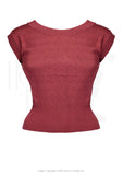 **50s Scoop Neck Top House Of Foxy Dark Rose Extra Small 