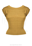 **50s Scoop Neck Top House Of Foxy Gold Extra Small 