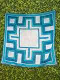 60s Geometric Blue scarf SF082 Vintage Scarf Authentic Vintage 