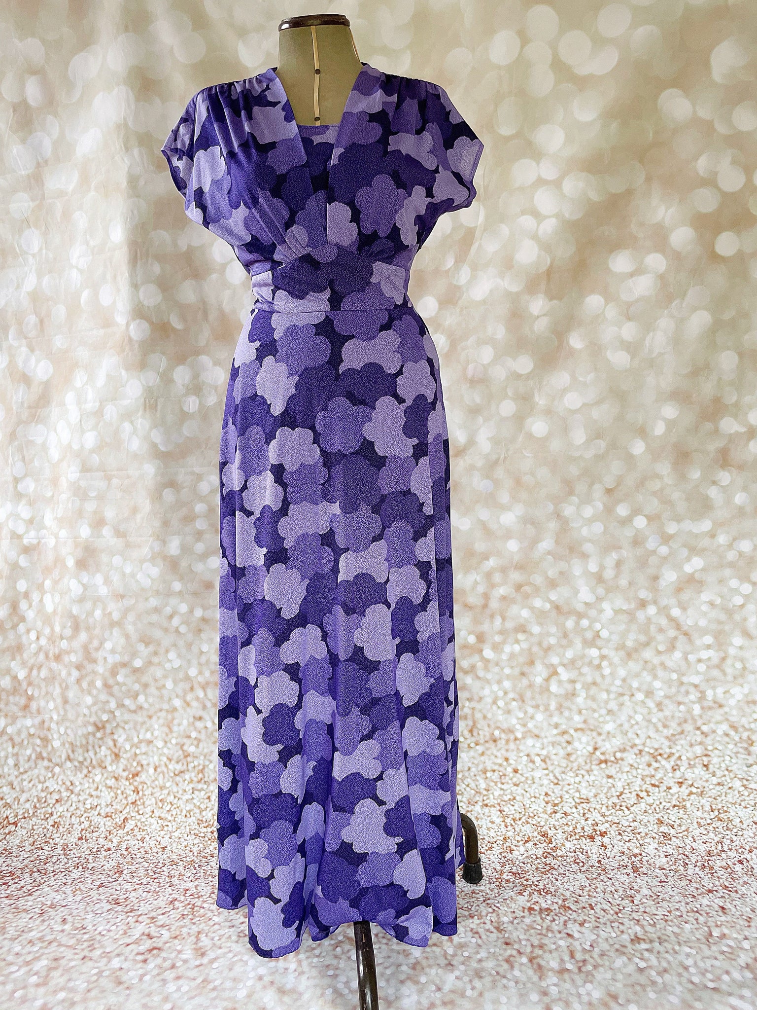 1970s German Cloud Print Maxi Dress – Voluptuous Vintage