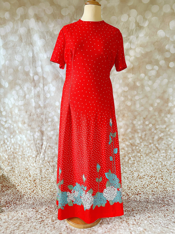 70s red floral dress and jacket set Vintage Set Authentic Vintage 