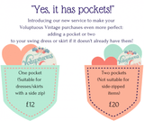 Add-A-Pocket Service Alteration Voluptuous Vintage Two Pockets 
