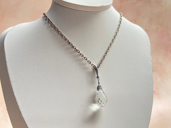 Antique Edwardian Lead Crystal Pendant Vintage Necklace Authentic Vintage 