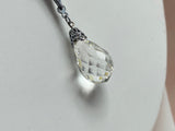 Antique Edwardian Lead Crystal Pendant Vintage Necklace Authentic Vintage Silver One Size 