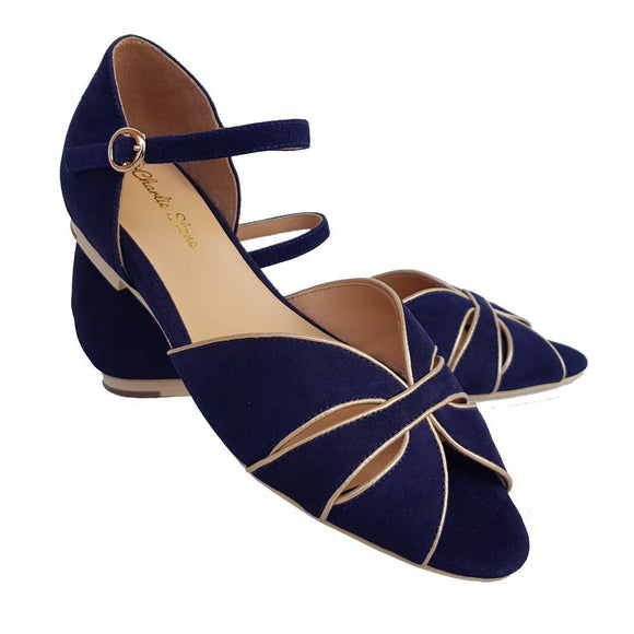 The fabulous Athina Flats in Dark Navy / 36 by Charlie Stone at Voluptuous Vintage