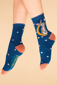 **Bedtime Bunny Bamboo Ankle Socks Socks Powder Navy 