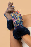**Bernadette Folk Art Floral Gloves Gloves Powder Navy 