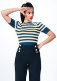 The fabulous Bettie Bateau Stripe Sweater in  by Pretty Retro at Voluptuous Vintage
