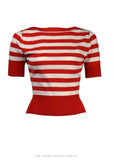 The fabulous Bettie Bateau Stripe Sweater in Red / Small by Pretty Retro at Voluptuous Vintage