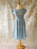 Blue Lace Effect Brocade Prom Dress PR013 Vintage Dress Authentic Vintage 