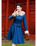The fabulous Bonnie Full Circle Skirt in Blue / Audrey by Daisy Dapper at Voluptuous Vintage