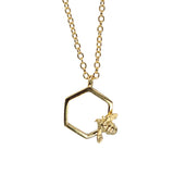**Bumble Bee Hexagon Pendant Necklace Bill Skinner Gold 