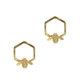 Bumble Bee Hexagon Silver Stud Earrings Earrings Bill Skinner Gold 