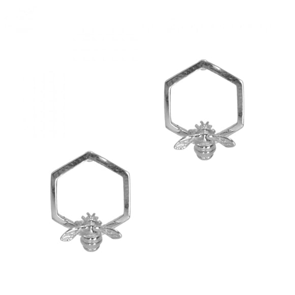 * Bumble Bee Hexagon Stud Earrings Earrings Bill Skinner Silver 