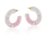 Charlotte Resin Hoop Earrings Earrings Big Metal Pink 
