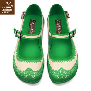 *Chocolaticas Havana Mary Jane Flat Shoes Shoes Hot Chocolate Design Green UK 3 