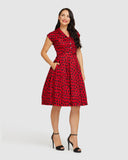 The fabulous #Connie Cheetah Dress in Red / Bette by Retrospec'd at Voluptuous Vintage