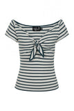 Dolly Stripe Top Top Hell Bunny Blue Extra Small 