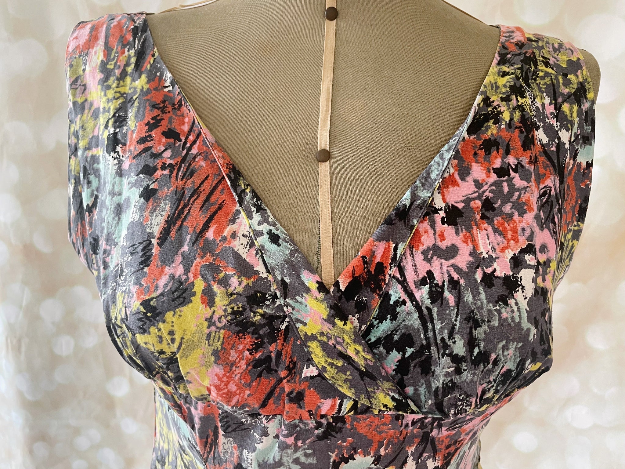 1950s Cornel Cotton Abstract Drop Waist Dress – Voluptuous Vintage