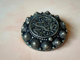 **Edwardian Era Antique Celtic Pewter Shield Brooch Pin Vintage Brooch Authentic Vintage 