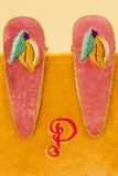 Embroidered Sicilian Lemon Hair Clips Hair Claws & Clips Powder Pink 