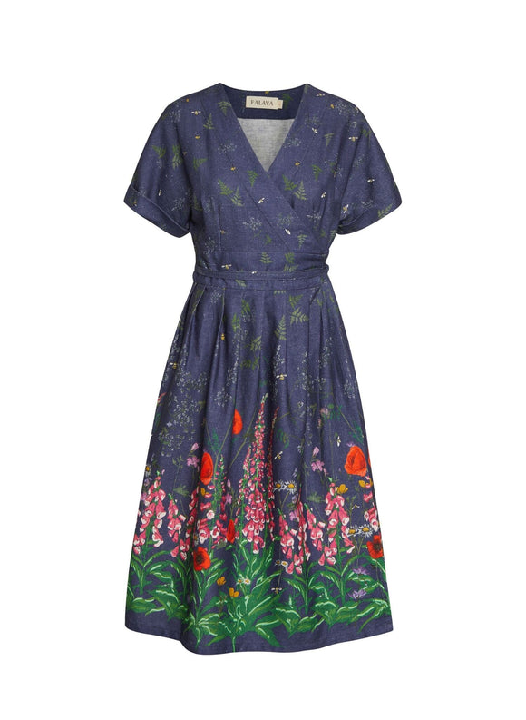 **Esme Wildflower Wrap Organic Dress Dress Palava Indigo Bette 