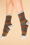 Fair Isle Cosy Socks Socks Powder Green One Size 