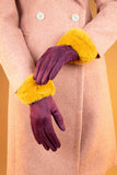 **Faux Fur Trimmed Bettina Gloves Gloves Powder Damson 
