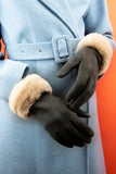 Faux Fur Trimmed Bettina Gloves Gloves Powder Pebble One Size 