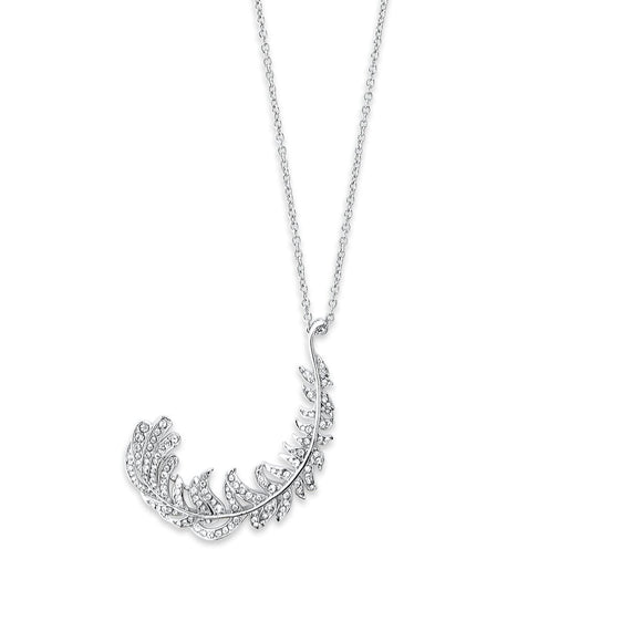 *Feather Crystal Long Pendant Necklace Bill Skinner Silver One Size 