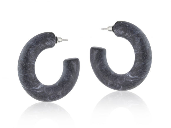 Charlotte Resin Hoop Earrings Earrings Big Metal Black 