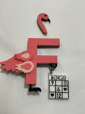 The fabulous FINAL SALE Flamingo Playing Bingo Acrylic Brooch in  by Little Pig Jewellery at Voluptuous Vintage