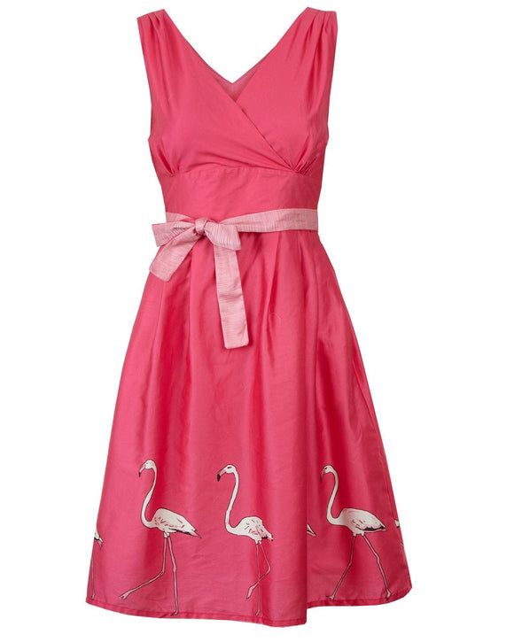 The fabulous FINAL SALE Zoo Flamingo Rose Dress, Size Audrey in  by Palava at Voluptuous Vintage
