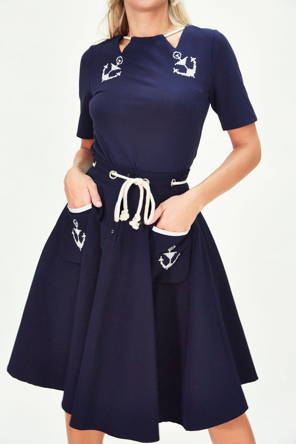 Florence Anchor & Rope Skirt Skirt Voodoo Vixen Navy Zelda 