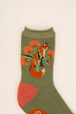 *Fox in a Meadow Ankle Socks - Sage Socks Powder 